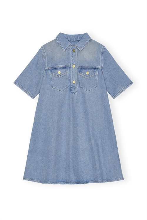 GANNI J1503 HEAVY DENIM MINI DRESS TINT WASH